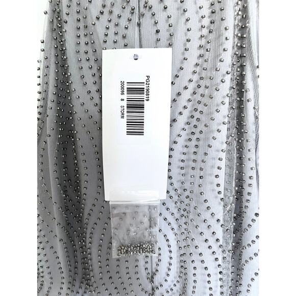 NWT KLEINFELD Storm Gray Beaded Evening Gown with Halter Dress Size 8 - Picture 8 of 12